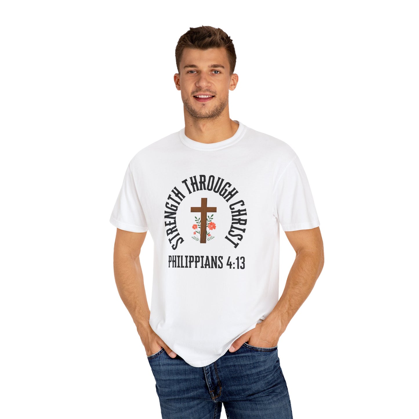 Inspirational Christian T-Shirt - Strength Through Christ, Philippians 4:13