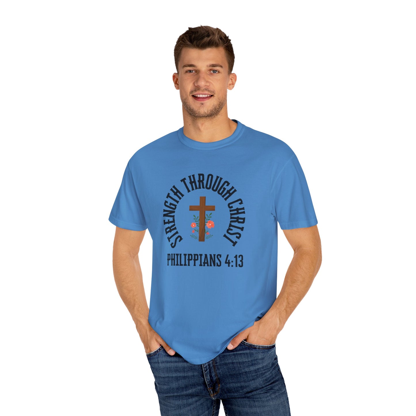 Inspirational Christian T-Shirt - Strength Through Christ, Philippians 4:13