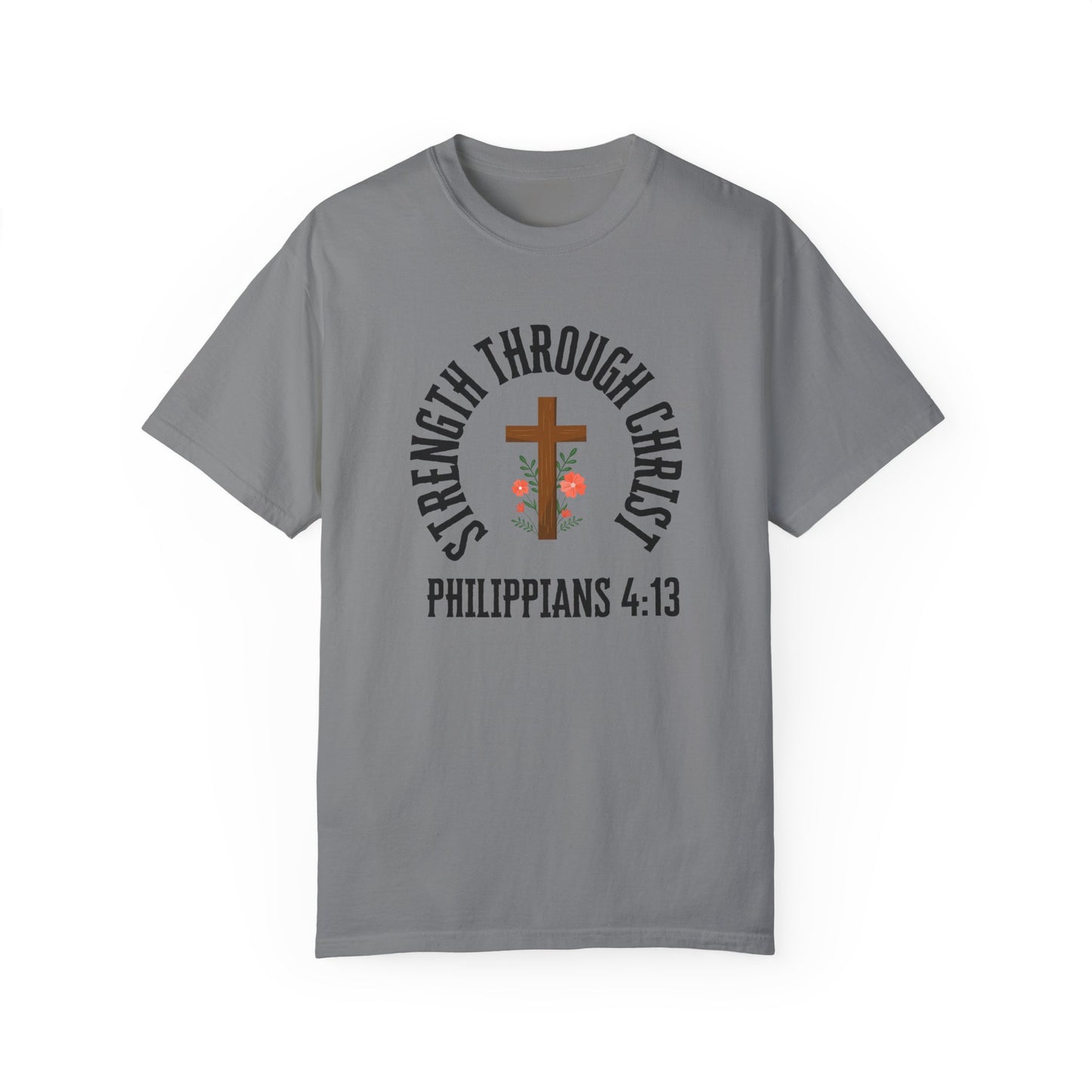 Inspirational Christian T-Shirt - Strength Through Christ, Philippians 4:13