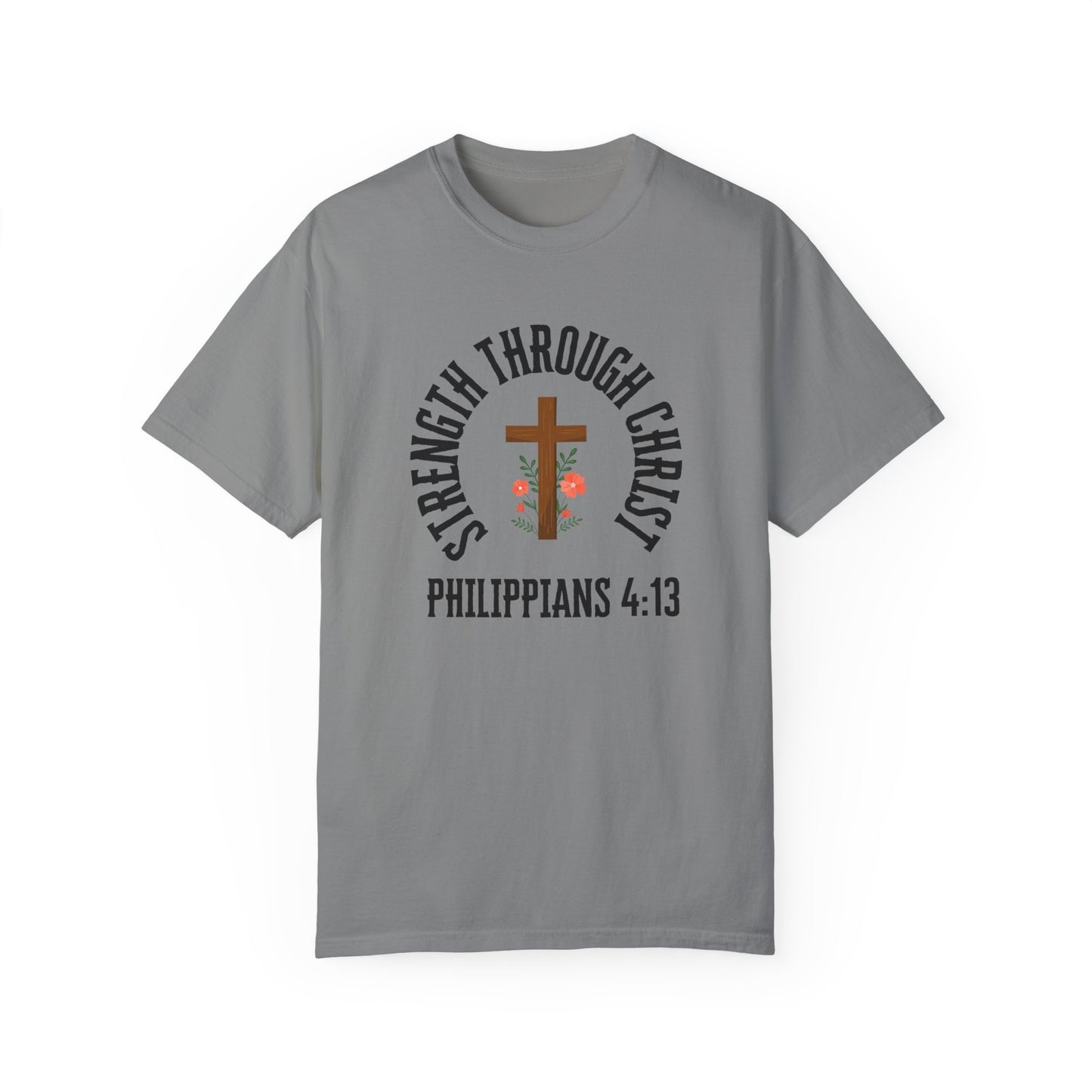 Inspirational Christian T-Shirt - Strength Through Christ, Philippians 4:13