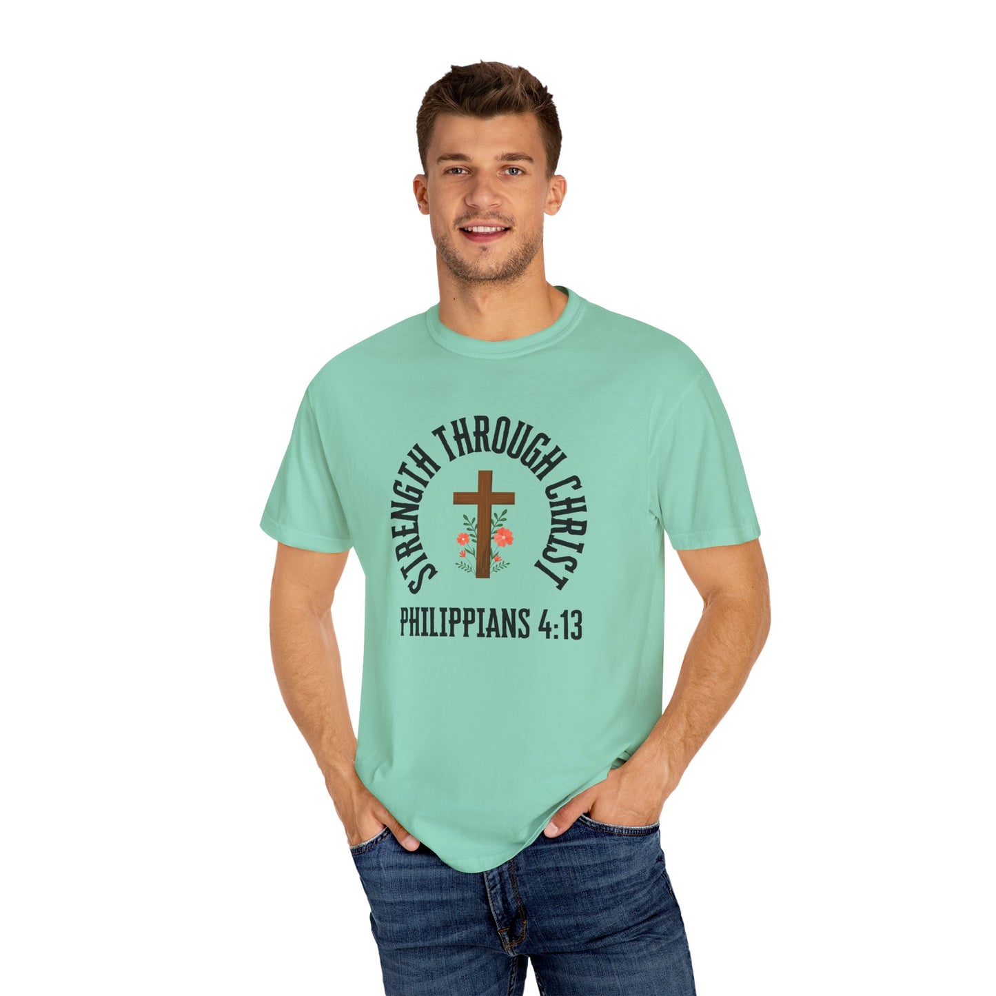 Inspirational Christian T-Shirt - Strength Through Christ, Philippians 4:13