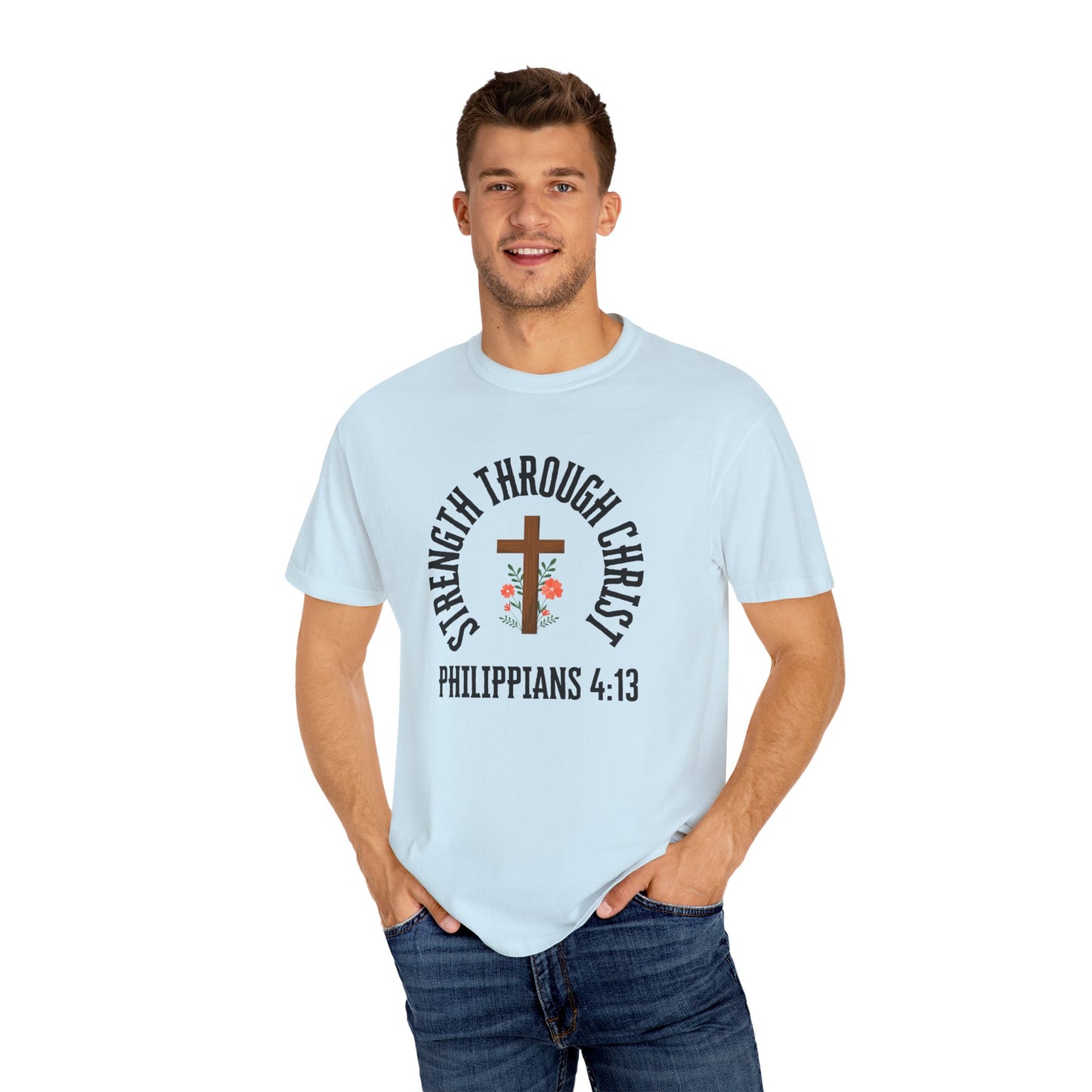 Inspirational Christian T-Shirt - Strength Through Christ, Philippians 4:13